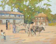 Mary DeNeale Morgan, San Juan Bautista, Fiesta Day, gouache on paper