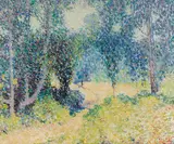 William Clapp, Path through the Woods, oil on Masonite