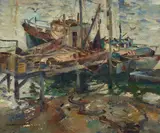 Maurice Logan, Shrimp Boats, oil on canvas