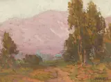 Purple Hills by Edgar Alwin Payne, oil on canvas laid to board, sold Apr 2023