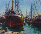 Paul Grimm, Los Angeles Harbor, oil on canvas