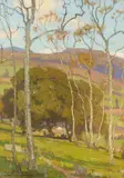 William Wendt, Figures in the Shade of a Tree, oil on canvas
