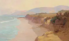 Where the Cliffs Meet the Sea by William Lees Judson, oil on canvas, sold Apr 2023