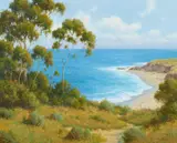 David Chapple, Sunlit Cove, oil on linen laid to board