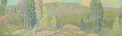 Panoramic Landscape by Edgar Alwin Payne, oil on canvas laid to board, sold Apr 2023