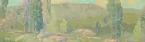 Edgar Alwin Payne, Panoramic Landscape, oil on canvas laid to board