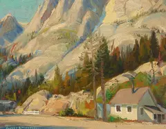 Alfred R. Mitchell, At Rush Creek (in High Sierras), oil on board