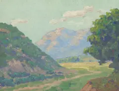 Maurice Braun, San Diego River Bed and Landscape with Trees and Rolling Hills (a group of two)