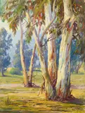 Trees Along the Road and Eucalyptus Tree Landscapes (a group of three) by Paul Grimm, offered Apr 2023