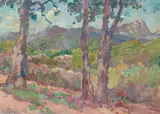 Charles A. Fries, Oaks near Mussey Grade, oil on canvas