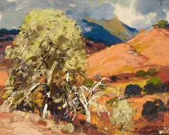 Alfred R. Mitchell, Storm on Ramona - Julian Road, oil on board