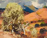 Alfred R. Mitchell, Storm on Ramona - Julian Road, oil on board