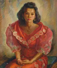 Mabel Alvarez, Seated Woman in Red, oil on canvas