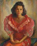 Mabel Alvarez, Seated Woman in Red, oil on canvas