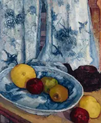 Rinaldo Cuneo, Still Life with Apples, Pomegranates and a Teapot, oil on canvas