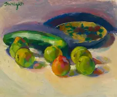 Stanton Macdonald-Wright, On the Table (Still Life), oil on panel