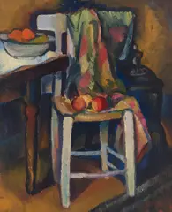 Otis Oldfield, Still Life with Oranges and Apples, oil on canvas