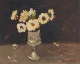 Thomas Hunt, Flowers in a Goblet, oil on paper