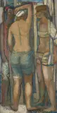 Philip Latimer Dike, Figures (At the Beach), oil on Masonite