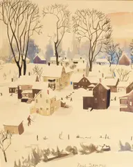 Paul Sample, Winter Scene, watercolor on paper