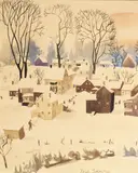 Paul Sample, Winter Scene, watercolor on paper