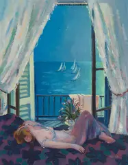 Yellow Shutter by Philip Latimer Dike, oil on canvas, sold Apr 2023