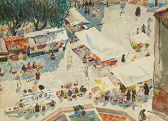 Market Day, Taxco by Philip Latimer Dike, watercolor on paper, offered Apr 2023