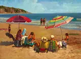Filastro Mottola, Bathers, Laguna Beach, oil on canvas