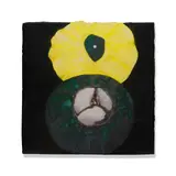 Donald Sultan, Green and Yellow Squash, 1997, oil, tar, spackle, tile and wood on Masonite
