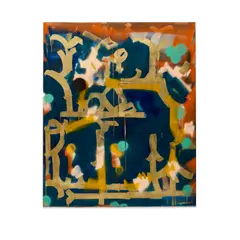 Untitled by RETNA, circa 2020, acrylic, spray paint and tape on canvas, sold Apr 2023