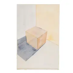 Ronald Davis, Watercolor Cube, 1974, watercolor and ink on paper