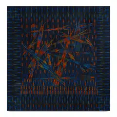 Shooting Night by Lee Mullican, 1975, oil on canvas, sold Apr 2023