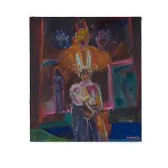 Don't Look Behind You by Carlos Almaraz, 1989, oil on canvas, sold Apr 2023
