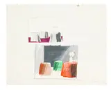 David Hockney, Studies for a Still Life Painting: Table with Flowers, 1967, colored pencil on paper