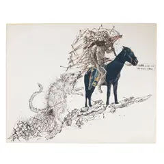 Kim Jones, Looking Back at the Rat Piece, circa 1980, ink and printed paper collage on paper
