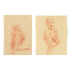 Fredric Dalkey, Two works on paper, conté crayon on paper