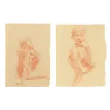 Fredric Dalkey, Two works on paper, conté crayon on paper