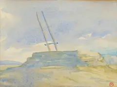 Xavier Martínez, The Kiva - Walpi, Arizona, watercolor on paper