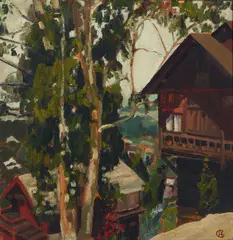 California School, View of the Martinez House (Piedmont), oil on board