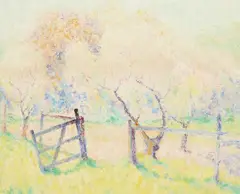 Old Flamingo Road, Broken Gate by William Clapp, oil on Masonite, sold Feb 2023