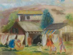 William Alexander Griffith, The Side Yard (Laundry Day), pastel on paper
