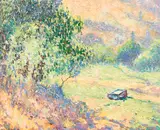 William Clapp, Cattle Trough in the Hills, oil on Masonite