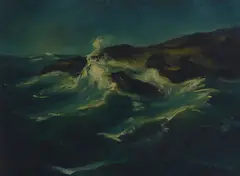 Henry Mattson, Rocks and Sea, oil on canvas