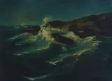 Henry Mattson, Rocks and Sea, oil on canvas