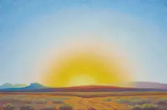 Ferdinand Burgdorff, Sunset-Mojave Desert, oil on Masonite
