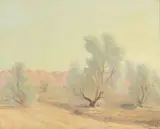 John William Hilton, Desert Trees, oil on canvas