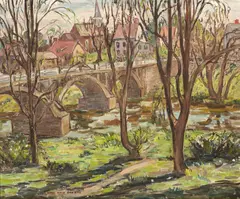 Sara Kolb Danner, Spring in New Hope, oil on canvas