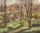 Sara Kolb Danner, Spring in New Hope, oil on canvas