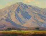 Orpha Klinker, Down Palm Springs Way, oil on canvasboard
