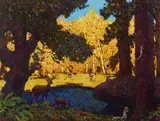 Conrad Buff, Deer Park, oil on paper board